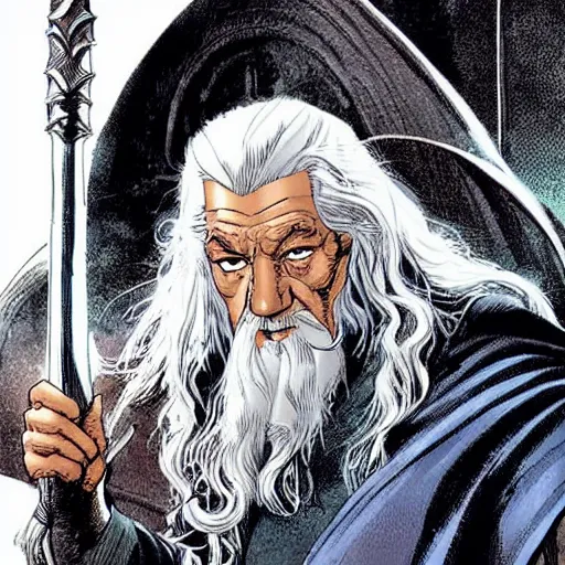 Image similar to Gandalf as a marvel comic book character