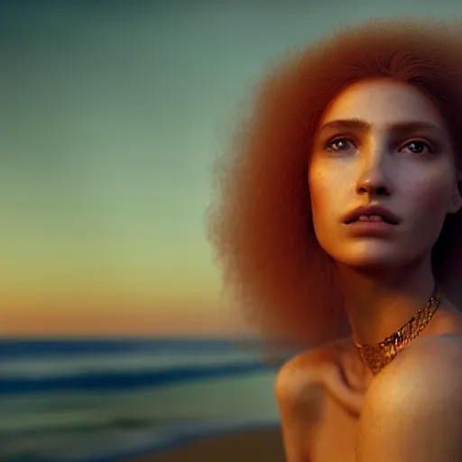 Prompt: photographic portrait of a stunningly beautiful latin renaissance female in soft dreamy light at sunset, beside the ocean, soft focus, contemporary fashion shoot, in a denis villeneuve and tim burton movie, by edward robert hughes, annie leibovitz and steve mccurry, david lazar, jimmy nelsson, extremely detailed, breathtaking, hyperrealistic, perfect face, octane render