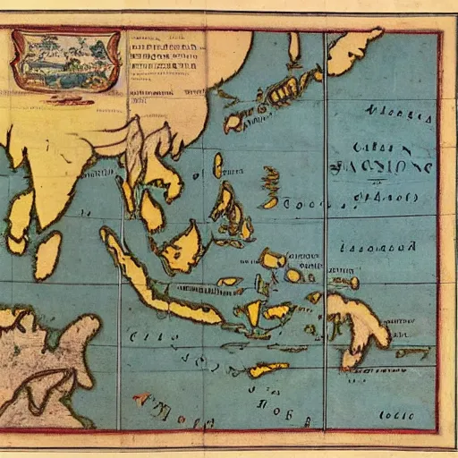 Image similar to map of mainland southeast asia, 1 7 th century, high accuracy, based on geographical map,