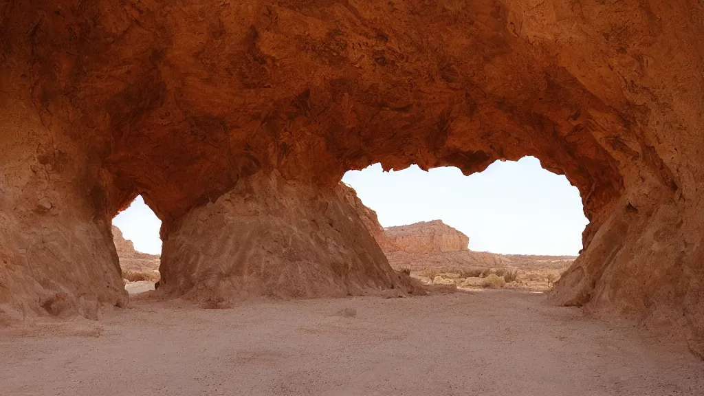 Image similar to patrick j. jones. rutkowski. holy cave entrance in the desert.