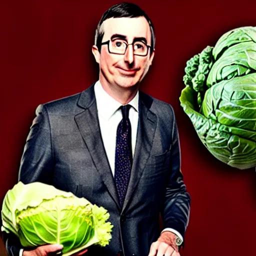 Image similar to john oliver and a cabbage are getting married