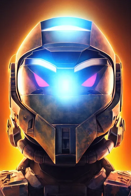 Image similar to robot ninja mask helmet halo master chief radiating a glowing aura global illumination ray tracing hdr fanart arstation by ian pesty and katarzyna da „ bek - chmiel