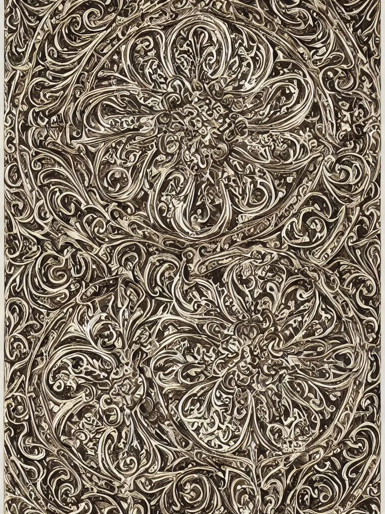 Prompt: beautiful decorative ornament centered baroque motif, decorative design, baroque ornament, highly detailed print,