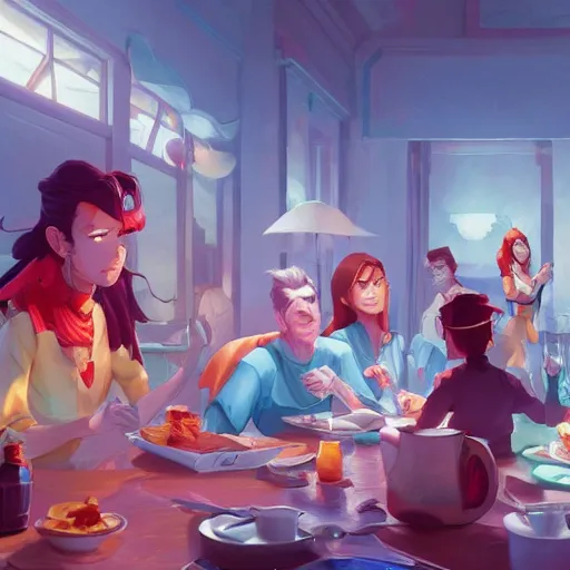 Image similar to hero world breakfast at tiffany's, behance hd by jesper ejsing, by rhads, makoto shinkai and lois van baarle, ilya kuvshinov, rossdraws global illumination