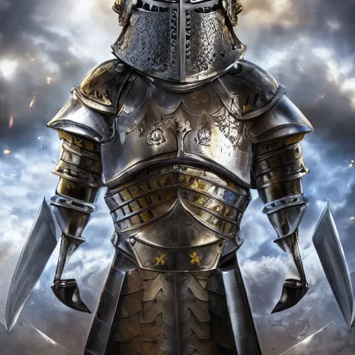 Image similar to joe biden as a noble knight paladin in shining armor, intricate fractal armor, cinematic, studio photography, high detail, ultra high detail, 4 k, hdr, 8 k