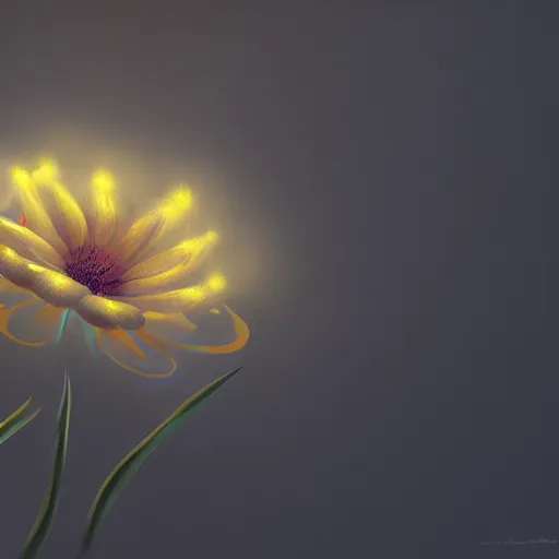 Image similar to Luminescent flower blooming at twilight, cgsociety, r/art, trending on artstation