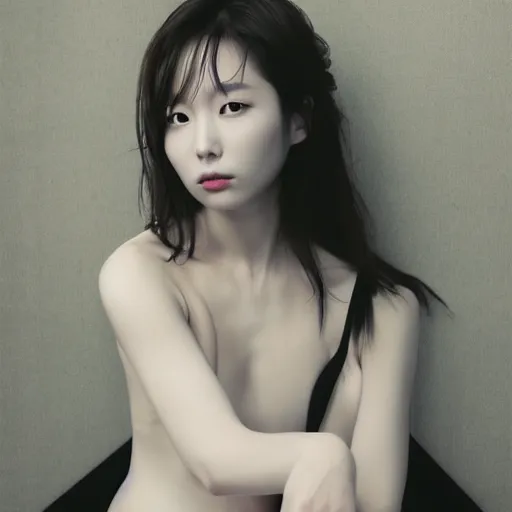 Image similar to Lee Jin-Eun by WLOP, rule of thirds, seductive look, beautiful