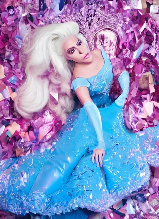 Image similar to lady gaga photoshoot artpop disney princess, magazine, fairytale, Highly realistic. High resolution. Highly detailed. Dramatic. 8k.4k.