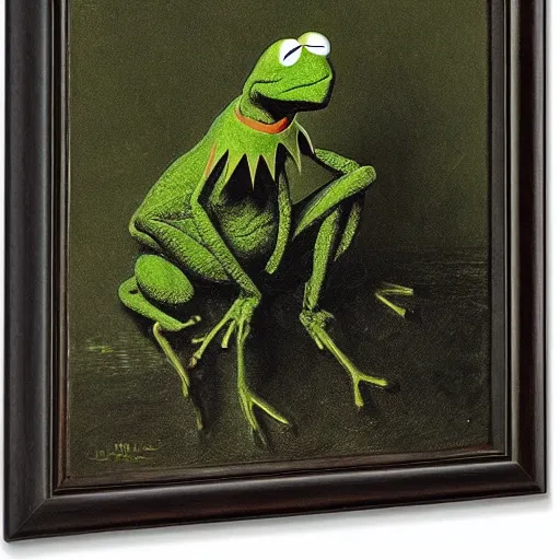 Prompt: Kermit the Frog by Gustave Doré