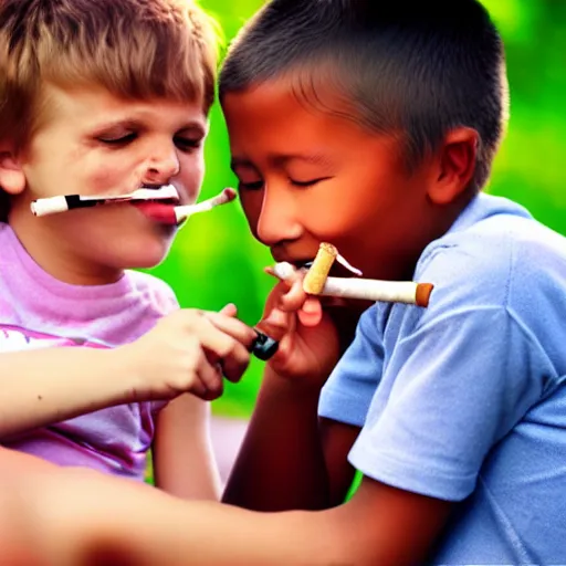 Image similar to children happy smoking by your mother