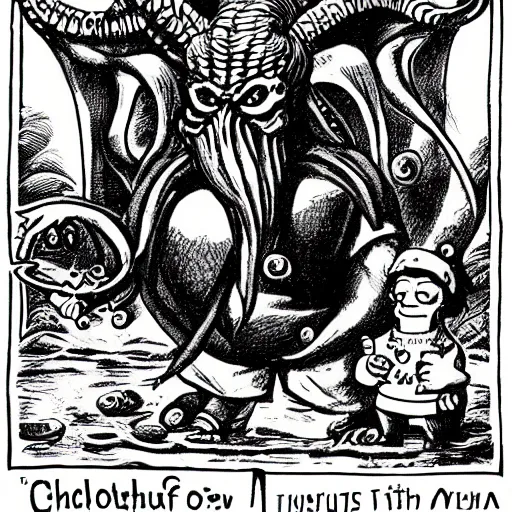 Prompt: cthulhu on an episode of The Simpsons