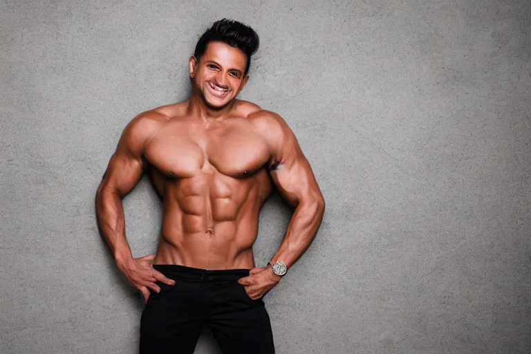 Prompt: ricardo milos posing with charming smile, photoshoot contest winner