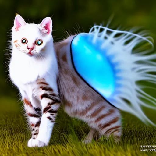 Image similar to an feline jellyfish - cat - hybrid, animal photography