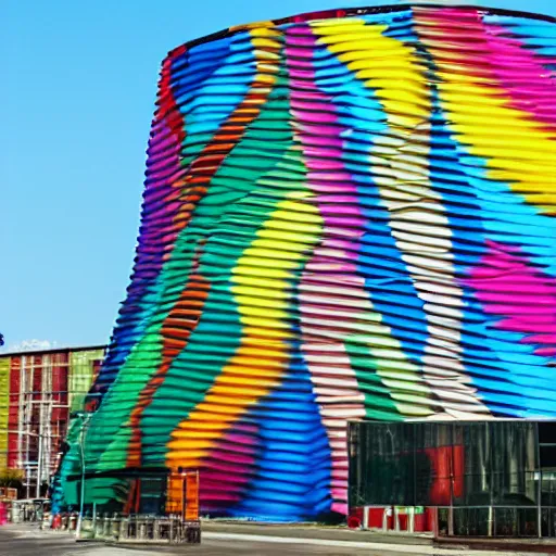 Prompt: Colorful DNA shaped building