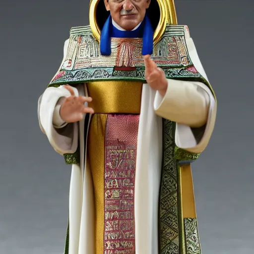 Prompt: an action figure of the pope as a egypsian faraoh