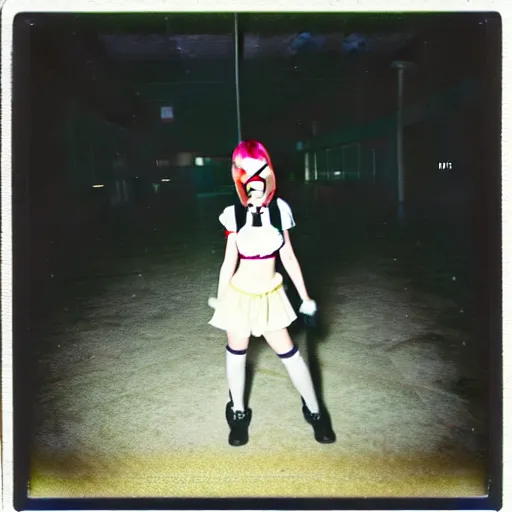 Image similar to atmospheric Polaroid photo of Marisa kirisame cosplayer in an abandoned mall