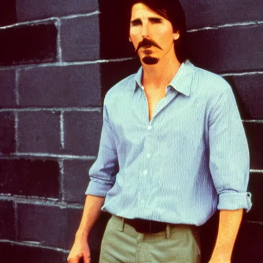 Prompt: Christian Bale in 1992, 90's style picture