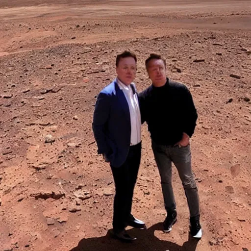 Image similar to Elon musk selfie and show his futuristic house on mars