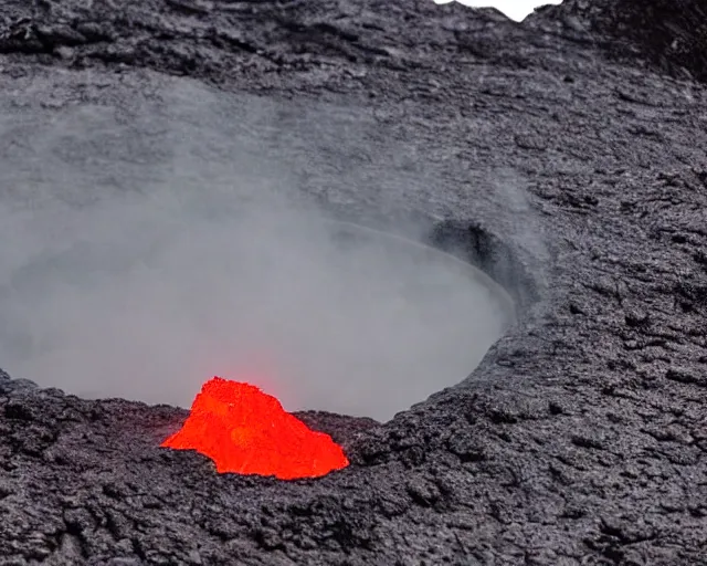 Prompt: a toilet overflowing with lava sitting on top of a mountain