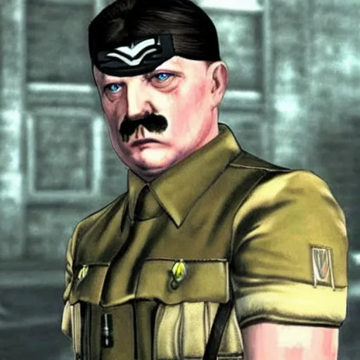 Image similar to adolf hitler as solid snake in metal gear solid 2, playstation