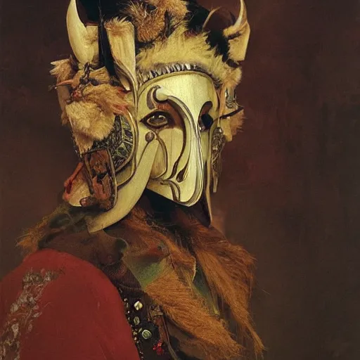 Image similar to portrait of austrian folklore mask by ruan jia