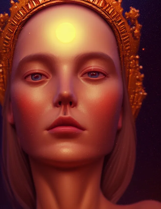 Image similar to blurred background. close-up portrait of a goddess in crown, by Aykut Aydogdu and Barclay Shaw and Alena Aenami, Atey Ghailan, octane render, unreal engine, cinematic counter light, high detail, octane render, 4k