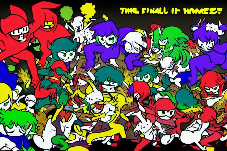 Image similar to The final battle in Homestuck, high quality screenshot