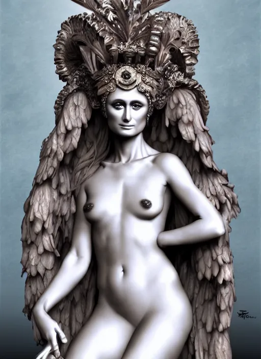 Prompt: paris hilton as a sculpture of persephone, goddess of the underworld, made by michelangelo, art station, concept art