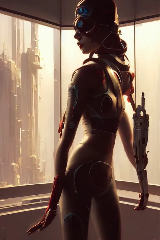 Image similar to futuristic dojo, cyberpunk, painting by greg rutkowski, j. c. leyendecker, artgerm