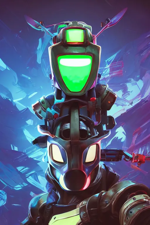 Image similar to epic mask helmet robot ninja portrait stylized as fornite style game design fanart by concept artist gervasio canda, behance hd by jesper ejsing, by rhads, makoto shinkai and lois van baarle, ilya kuvshinov, rossdraws global illumination radiating a glowing aura global illumination ray tracing hdr render in unreal engine 5