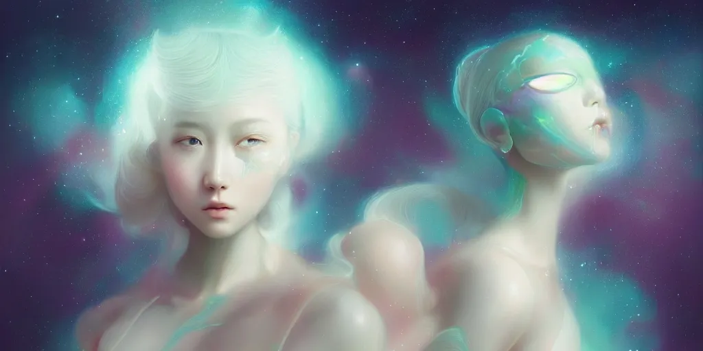 Prompt: breathtaking delicate detailed concept art painting creature with nebula space inside, by hsiao - ron cheng, bizarre compositions, exquisite detail, pastel colors, 8 k