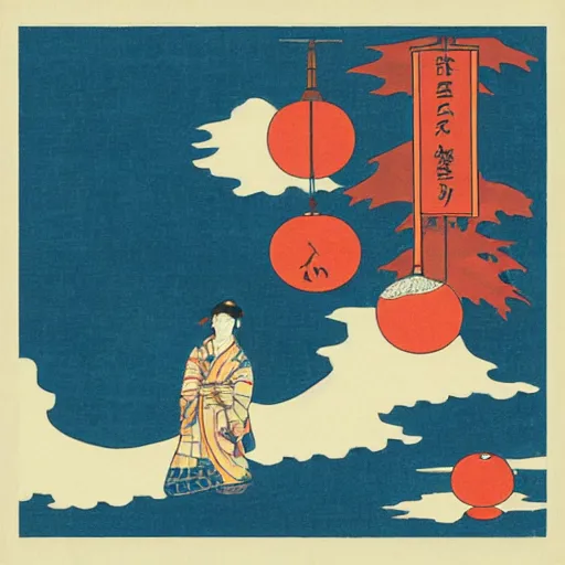 Prompt: weezer blue album cover, ukiyo - e style