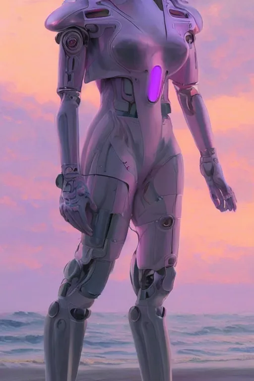 Prompt: vladimir putin robotic clothes in the beach purple sun, pink lighting ultra realistic photorealistic highly detailed high quality, a stunningly, digital painting, artstation, concept art, smooth, sharp focus, illustration, art by artgerm and greg rutkowski and alphonse mucha 8 k