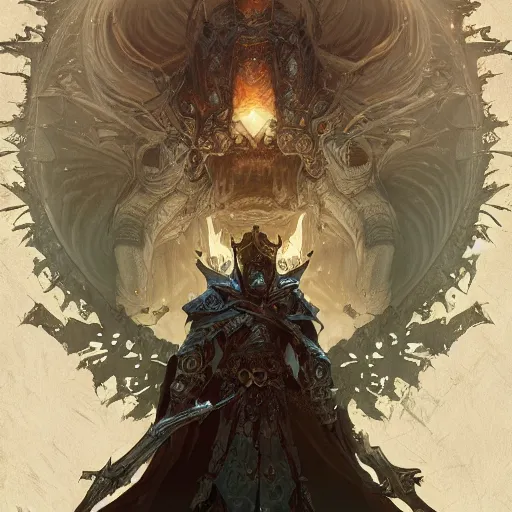 Image similar to the lich king, D&D, fantasy, intricate, cinematic lighting, highly detailed, digital painting, artstation, concept art, smooth, sharp focus, illustration, art by Akihiko Yoshida, Greg Rutkowski and Alphonse Mucha