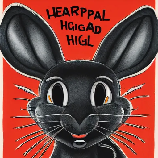 Image similar to A extremely highly detailed majestic hi-res beautiful, highly detailed head and shoulders portrait of a scary terrifying, horrifying, creepy black cartoon rabbit with scary big eyes, earing a shirt laughing, hey buddy ole pal, let's be friends, in the style of Walt Disney