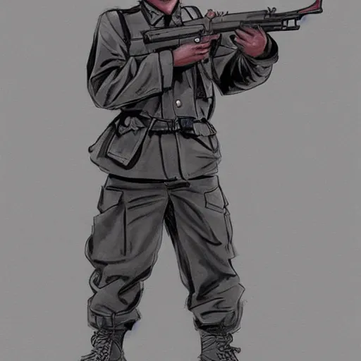 Prompt: A North Korean resistance soldier , Artwork by Kim Jung Gi, artstation