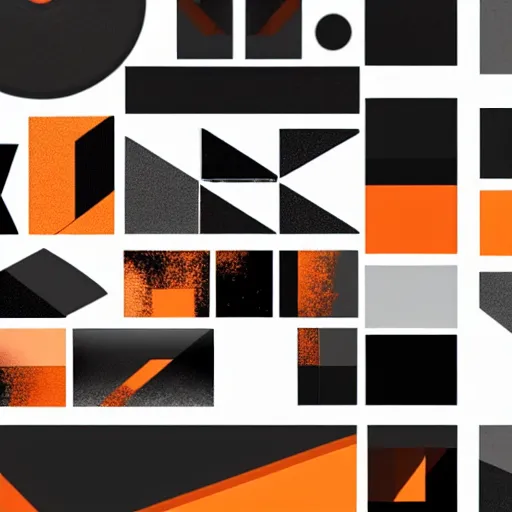 Prompt: motion graphics, black tones, orange tones, white tones