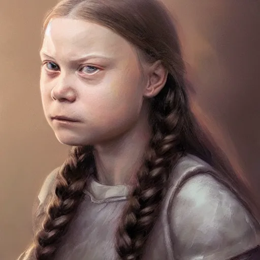 Prompt: greta thunberg as a realistic fantasy d & d character, close - up portrait art by donato giancola and greg rutkowski, realistic face, digital art, trending on artstation