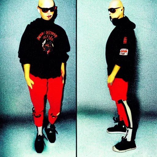 Image similar to bald rotterdam gabber from 9 0's. full body portrait