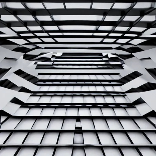 Prompt: surreal minimalistic impossible architecture, optical illusion, photo,