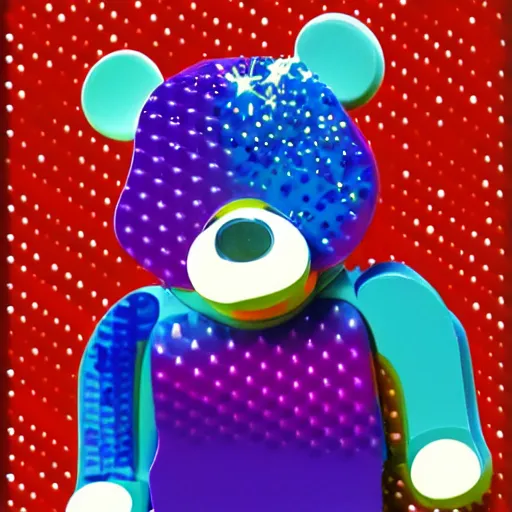 Image similar to a a bearbrick, covered by Acrylic fluid artistic effect, abstract, sparkling