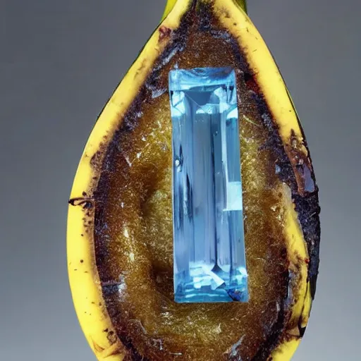 Prompt: There is topaz in the shape of a banana.