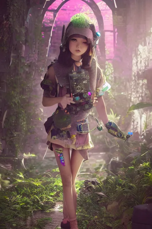 Image similar to solarpunk girl kawaii, ultra realistic, concept art, intricate details, highly detailed, photorealistic, octane render, 8 k