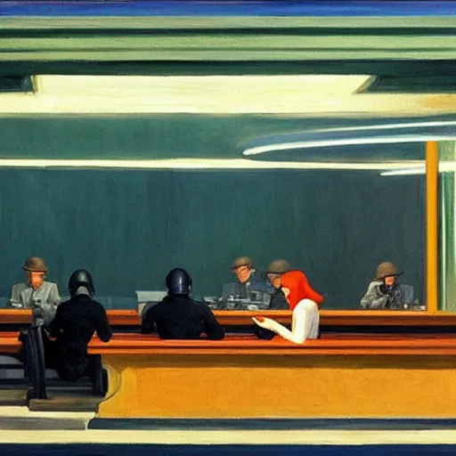 Image similar to rebel alliance in Nighthawks 1942 Painting by Edward Hopper