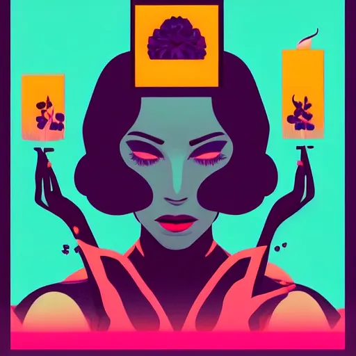 Image similar to illustration with a set of beautiful scented candles by tomer hanuka, an art deco painting by tom whalen, interior, trending on behance, grainy texture, flat shading, vector art, airbrush, pastel, watercolor, poster