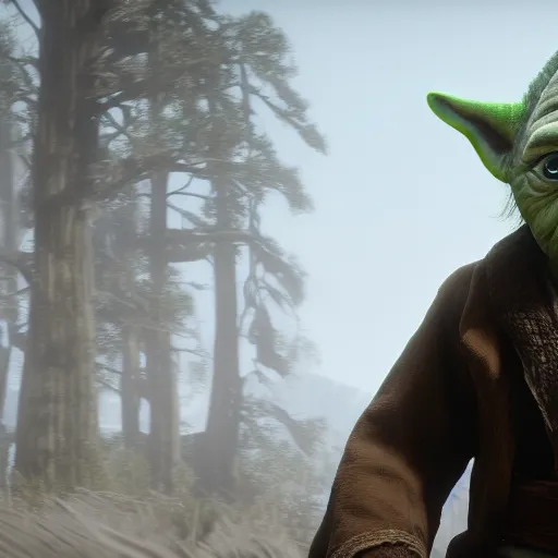 Image similar to Film still of Yoda, from Red Dead Redemption 2 (2018 video game)