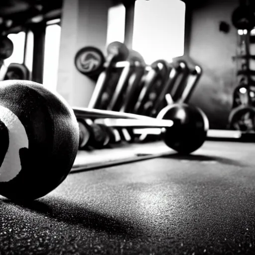Prompt: black & white epic!!! photograph of a minion from “ despicable me ” in the gym lifting a dumbbell with one hand, very angry!!!!!! face, motivational poster, gym in background, highly detailed, cinematic lighting, photo, award - winning photograph, professional photograph, dramatic posing, 8 k quality, dramatic rim lighting, high quality