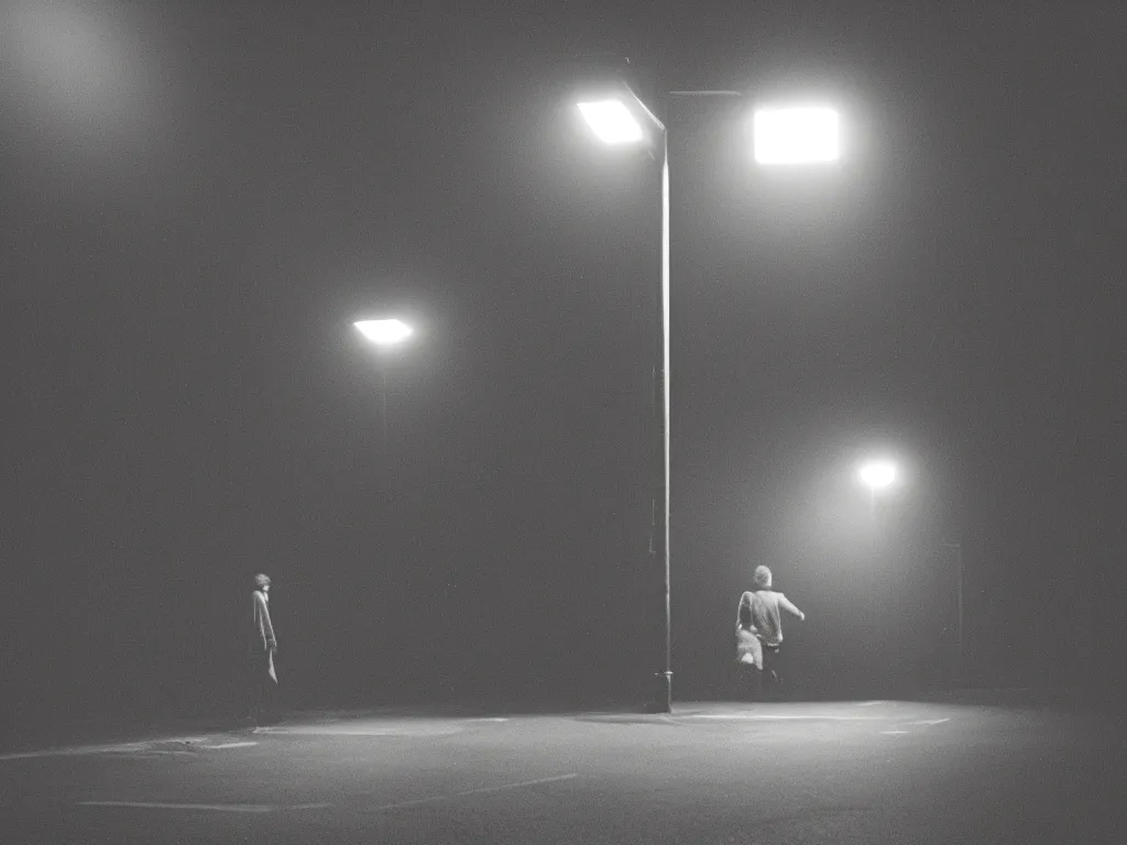 Prompt: A grainy underexposed Fujifilm 200 photograph of a vagrant levitating , vibrant tungsten streetlight colors