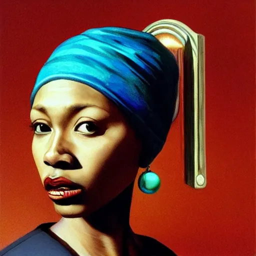 Image similar to cj from grand theft auto san andreas with a Pearl Earring painted by Beksinski