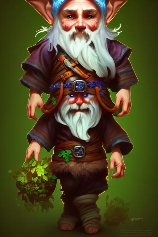 Prompt: gnome druid, highly detailed, digital painting, artstation, sharp focus, illustration, art by tan zi and ayanamikodon and alphonse mucha and wlop